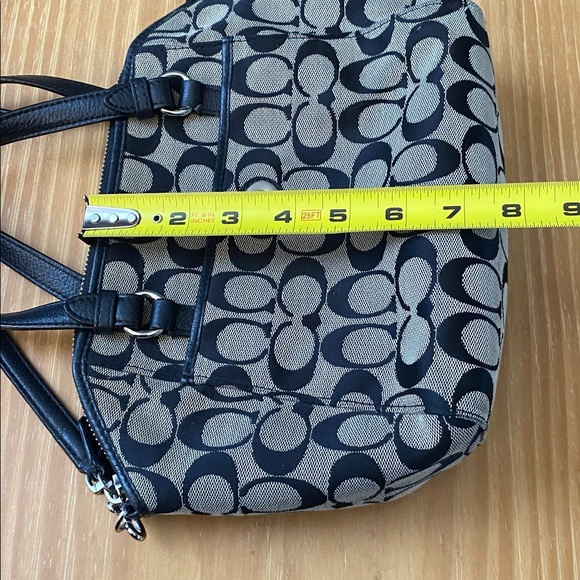 Coach Park Signature Mini Satchel Crossbody Bag Black Greige & Silver - Picture 8 of 15